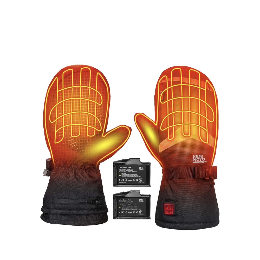 KEMIMOTO Electric Heated Gloves Winter Warm Rechargeable Touchscreen Mittens Men